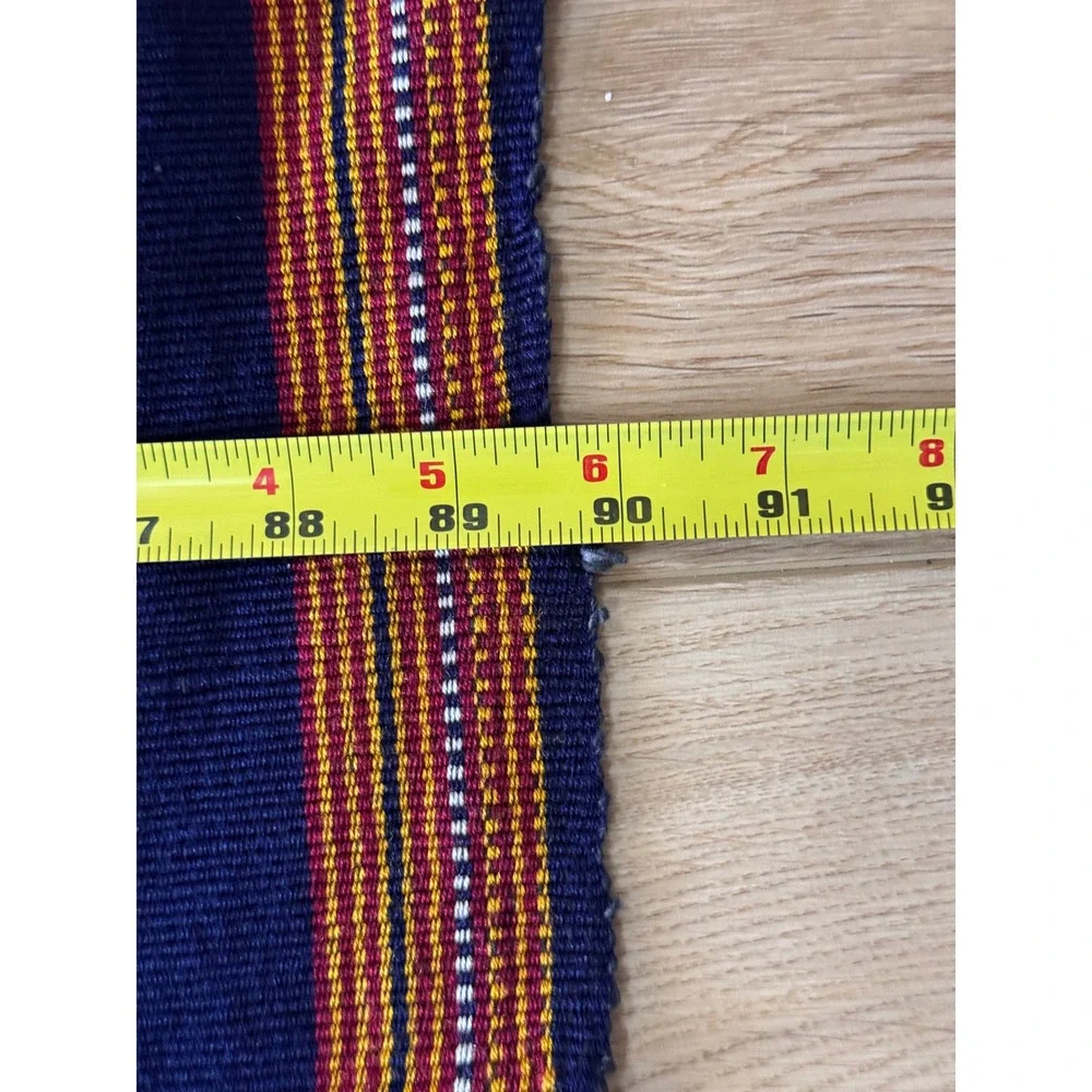 Vintage Handwoven Indigo Blue Tribal Textile Striped Embroidered Throw Blanket